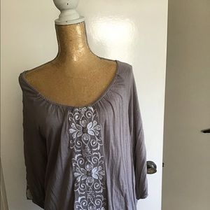 INC Embroidered grey blouse